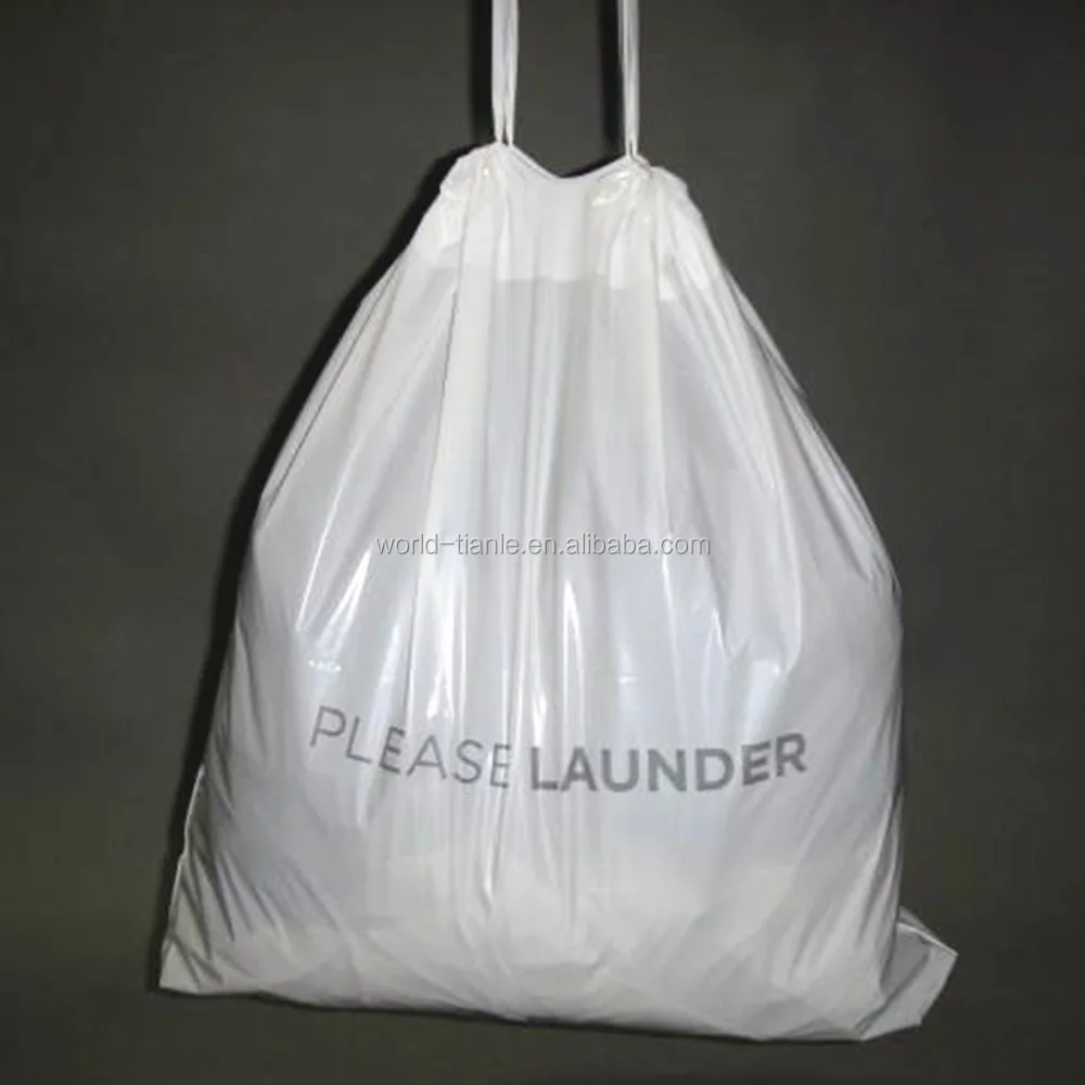 High Quality Plastic Drawstring Bag For Laundry Shoes Storage With Cotton String High Quality Plastic Drawstring Bag For Laundry Shoes Storage With Cotton String