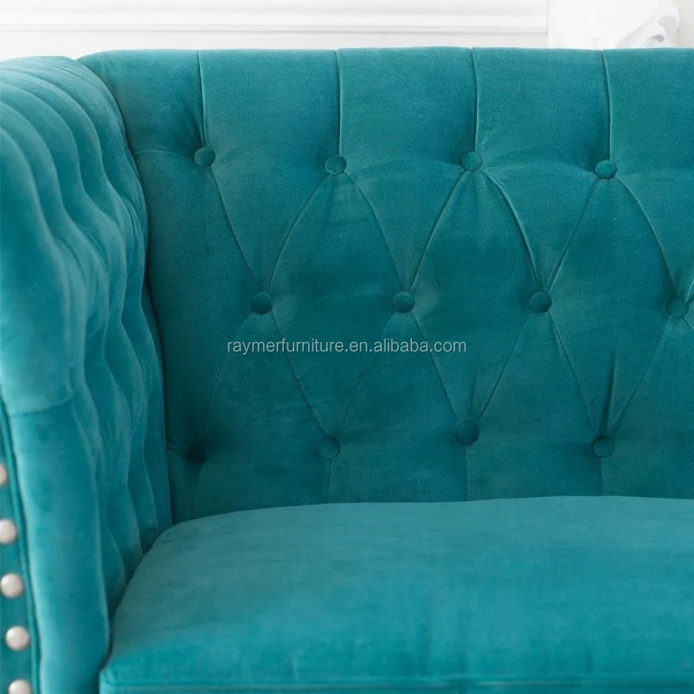 Raymer Möbel Zugeknöpft Luxus 3 Sitzer Sofa Französisch Blau Samt Esszimmer Sofa Buy Samt Esszimmer Sofablau Samt Sofawohnmöbel Sofa Samt Product