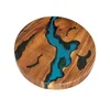 Home decoration blue ocean table solid walnut wood with clear epoxy resin river table top