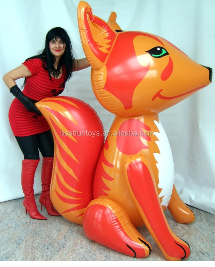 China Supply Big Pvc Inflatable Fox Toys Giant Inflatable Zoo Animals