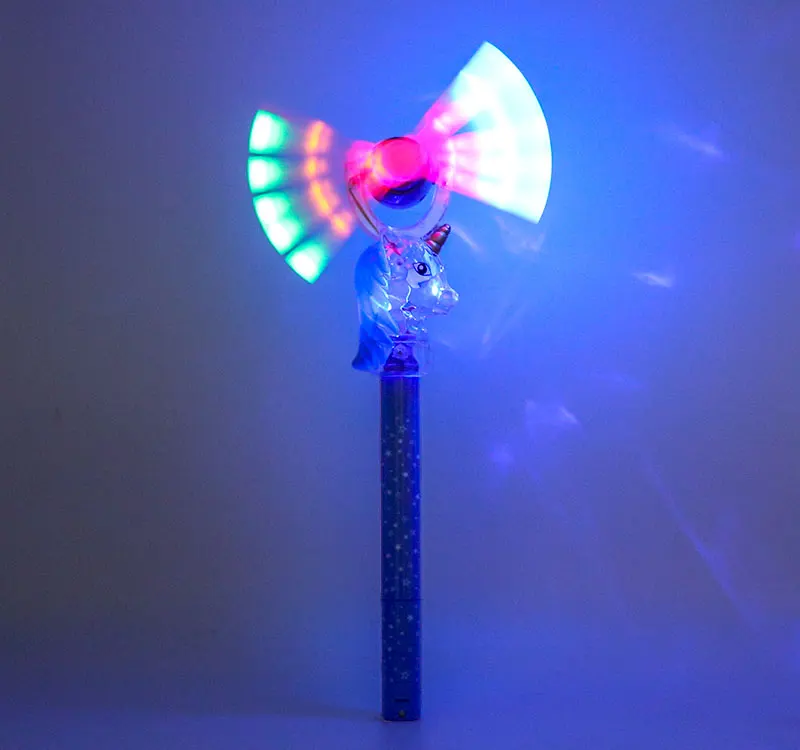 Unicorn Swivel Fan Wand Sensory Toy Rainbow Windmill Light Flashing ...