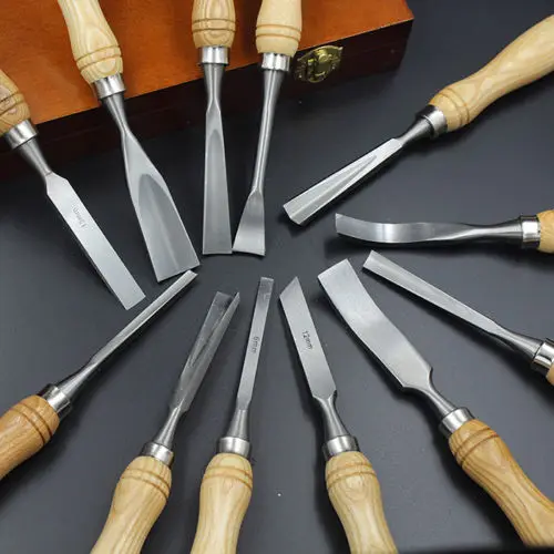 12pcs Professional Wood Rock Breaker Chisel Round Chisel Set Carvers