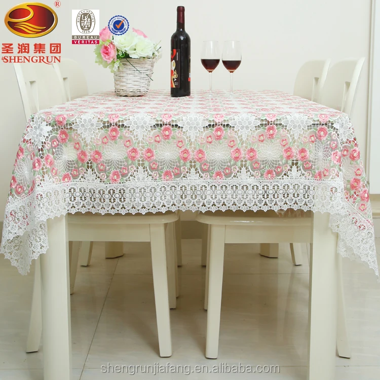 Carrée blanche fait main 100/% polyester Nappe Brodé avec Perles 36/"