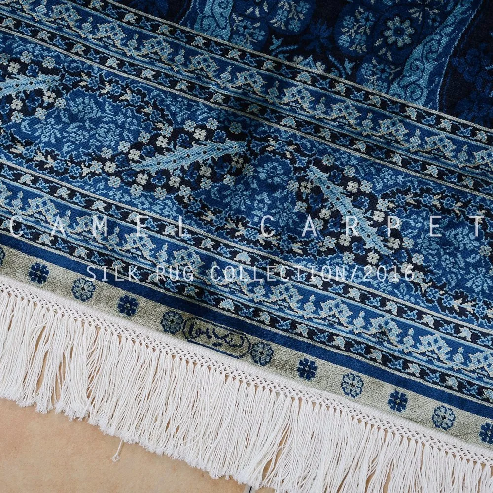 230l 4x6ft Double Knots Deep Blue Silk Hand Made Turkish Area Rug Buy 