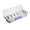 Ice Cooled metal stainless steel ss fruit Condiment Serving Container Chilled Garnish Tray with straw compartment