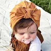 Top cotton bow baby girls turban head wrap 14 solid colors elastic bowknot baby hat