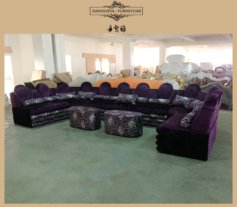 Ruang Tamu Gaya Bahasa Arab U Bentuk Ungu Sudut Sofa SetKtv Sofa