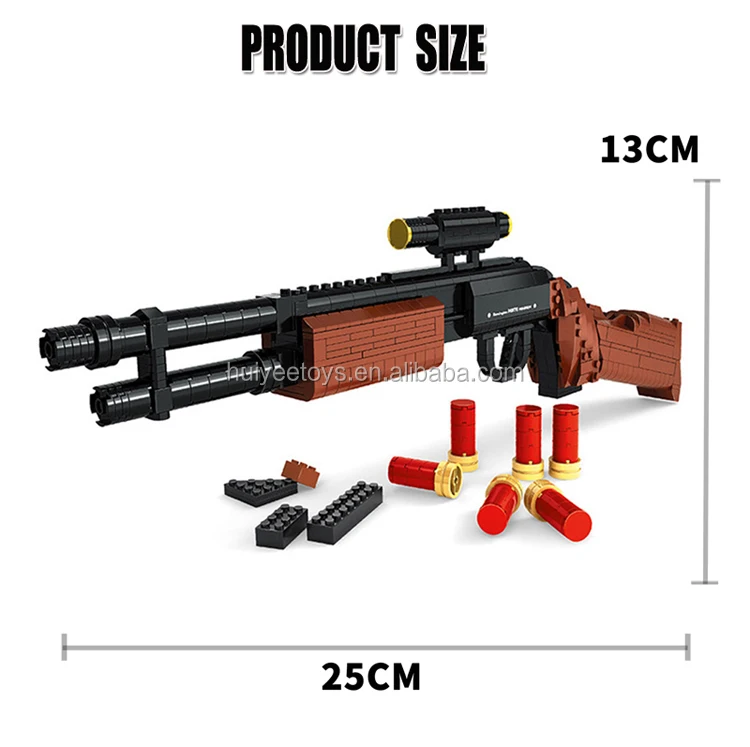 527pcs Plastic Military Building Block Machine Carbine M870 Ausini Fire