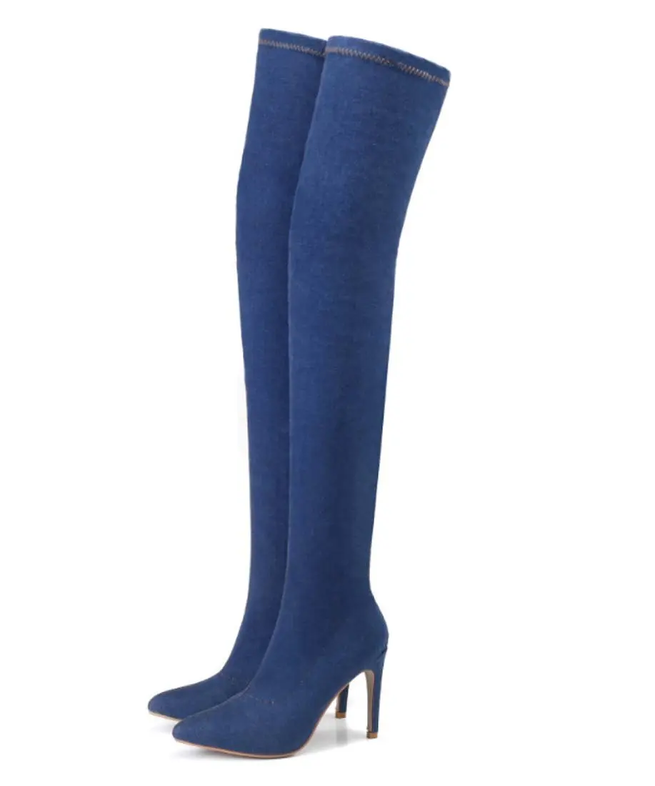 knee high cone heel boots