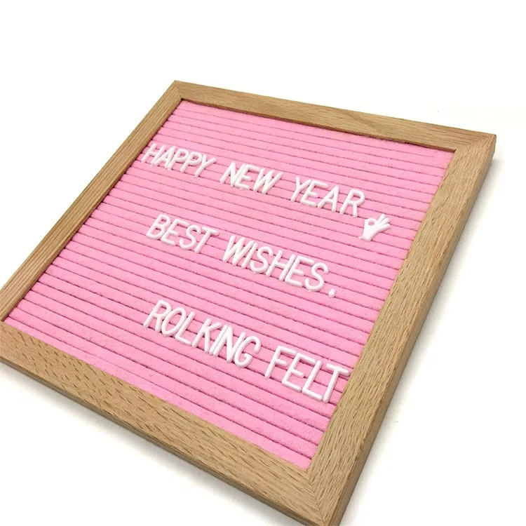 Holiday Decoration 10 10inch Pink Color Felt Spell Word Oak Frame