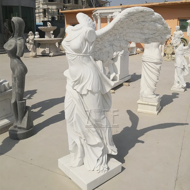 Hand Carved Life Size Stone Marble Victory Nick Headless Angel Statue