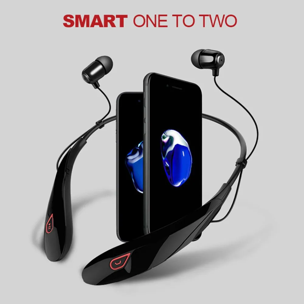 High-end smart chip lightweight magnetic adsorption smart one to two portable blue tooth neckband wireless earphone - ANKUX.COM