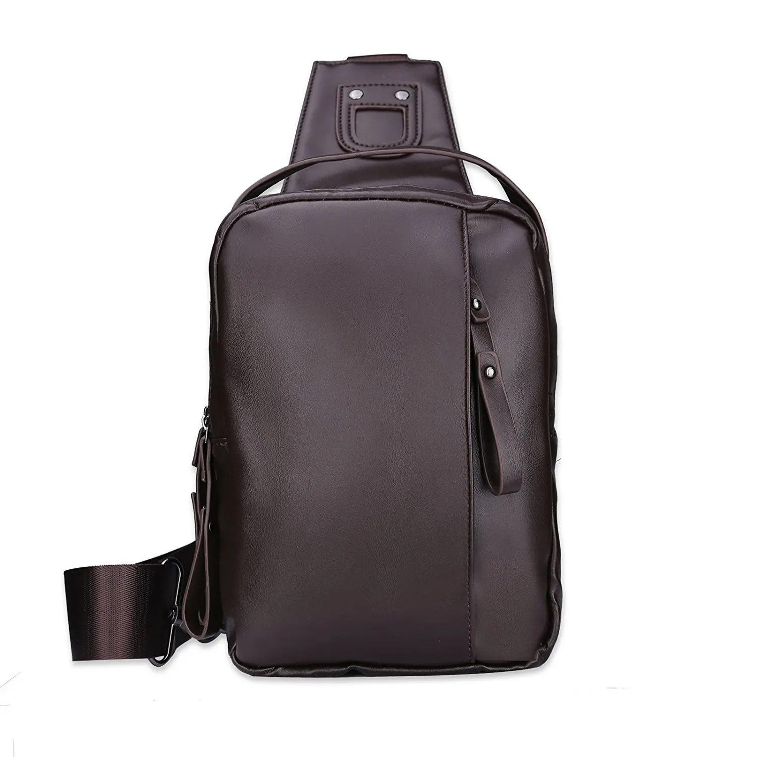 Buy Leathario Mens Leather Sling bag Cross body Bag Chest Bag Sling Shoulder Backpack in Cheap ...