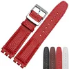 lizard design light slim leather red brown watch strap