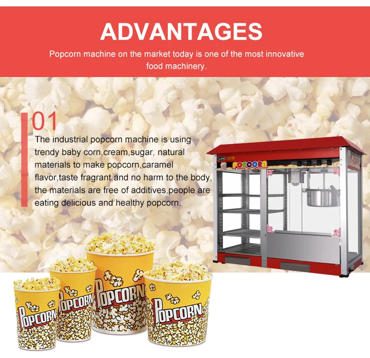 Automatic Popcorn Vending Popular Popcorn Heating Element Machine Stainless Steel Commercial Popcorn Machine With Warmer Cabinet
