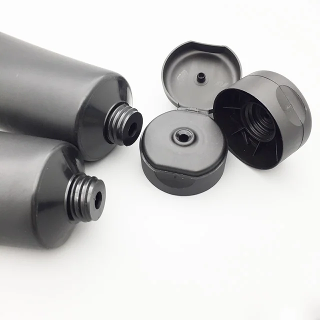 Empty Black Soft Refillable Plastic Lotion Tubes Squeeze Cosmetic
