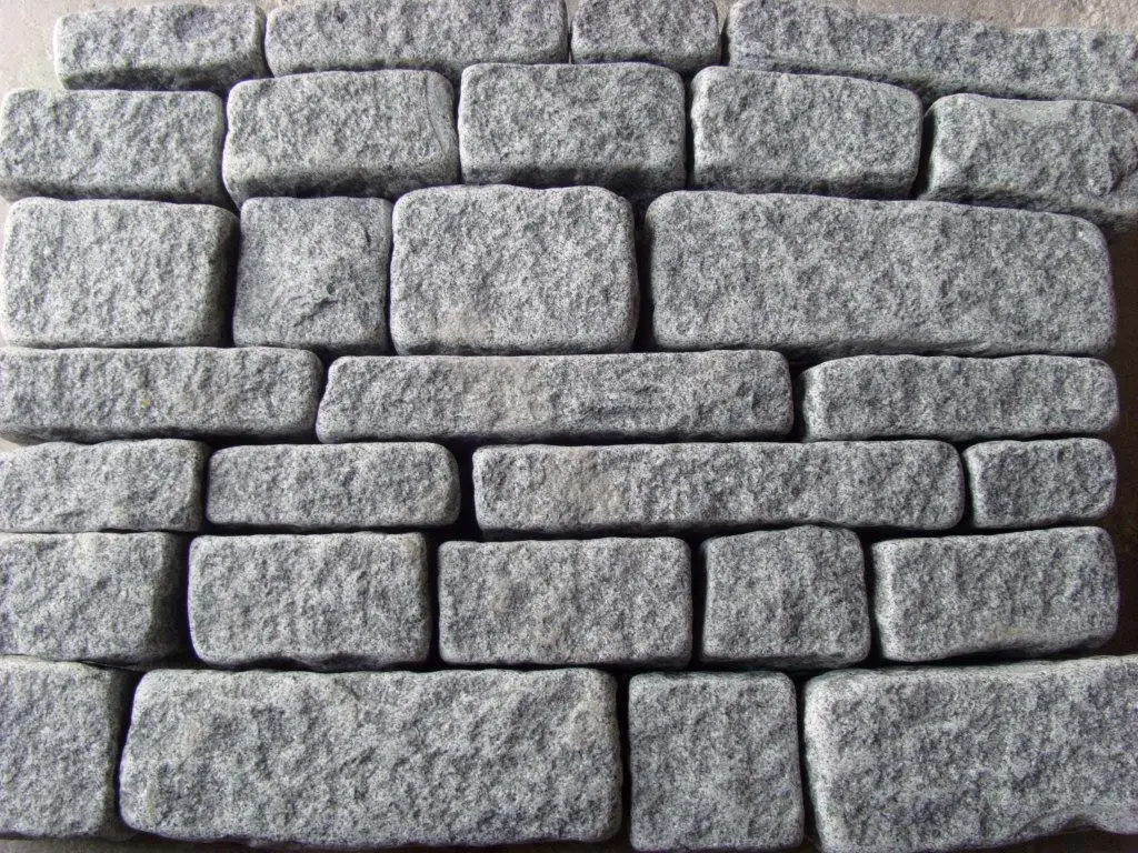 G654 Dark Granite Paving Stone Rock Face Castle Stone Wall Block Stack Cladding Stone
