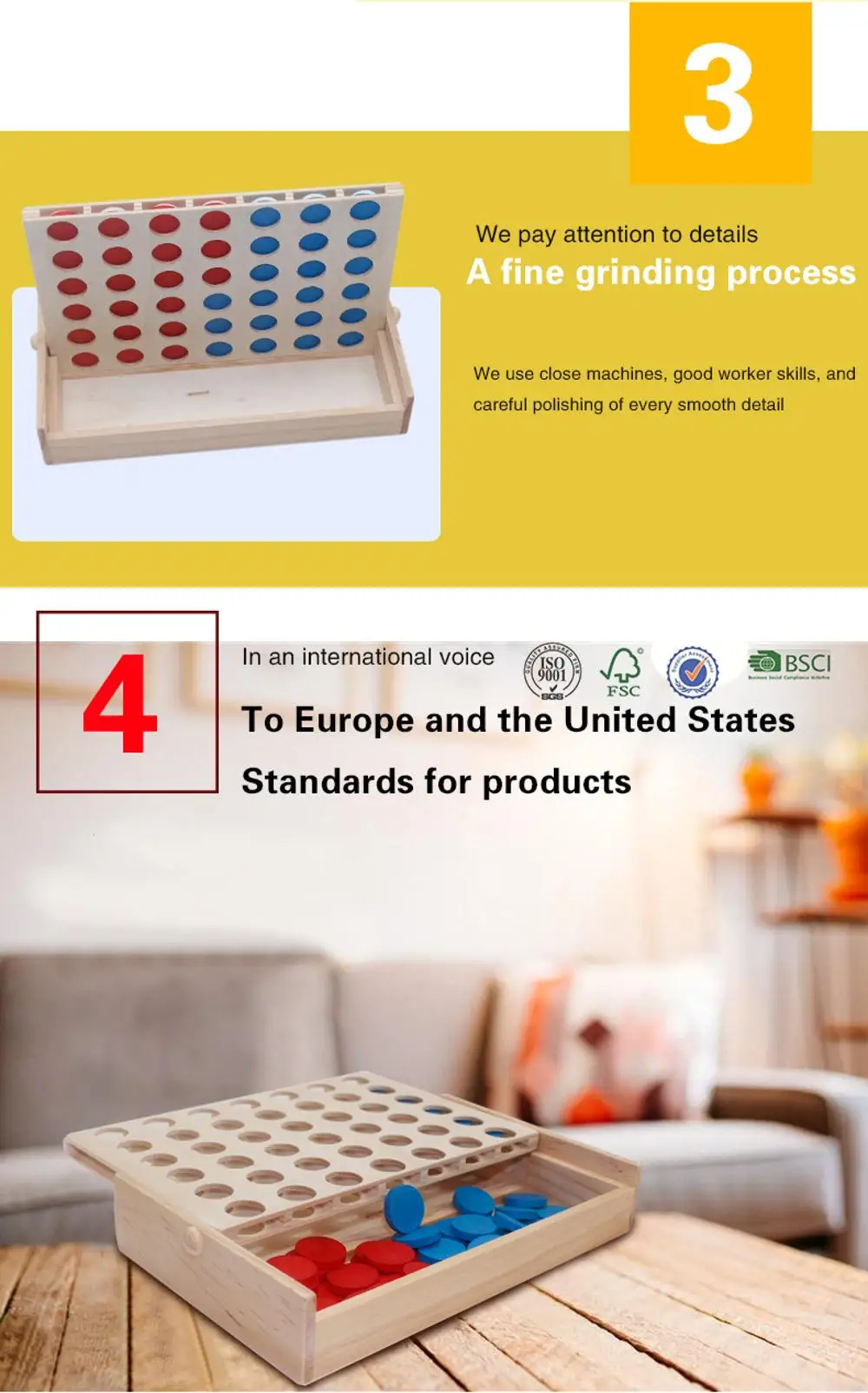 Mini Tabletop Wooden Connect 4 Game Four In A Row Game Set Color