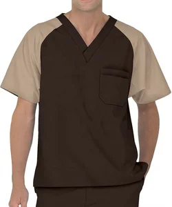 Contrast Colour Fashion Design Short Sleeve Scrubs Top Contrast Colour Fashion Design Short Sleeve Scrubs Top
