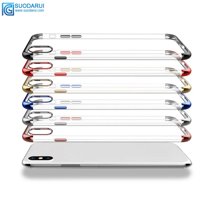 Plating tpu Transparent phone Case for iPhone For Huawei For Samsung for Xiaomi For Vivo for Opp0 protective Cover