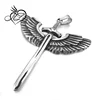 Men's Stainless Steel Pendant Necklace Silver Tone Black Angel Wing Dragon Sword Cross
