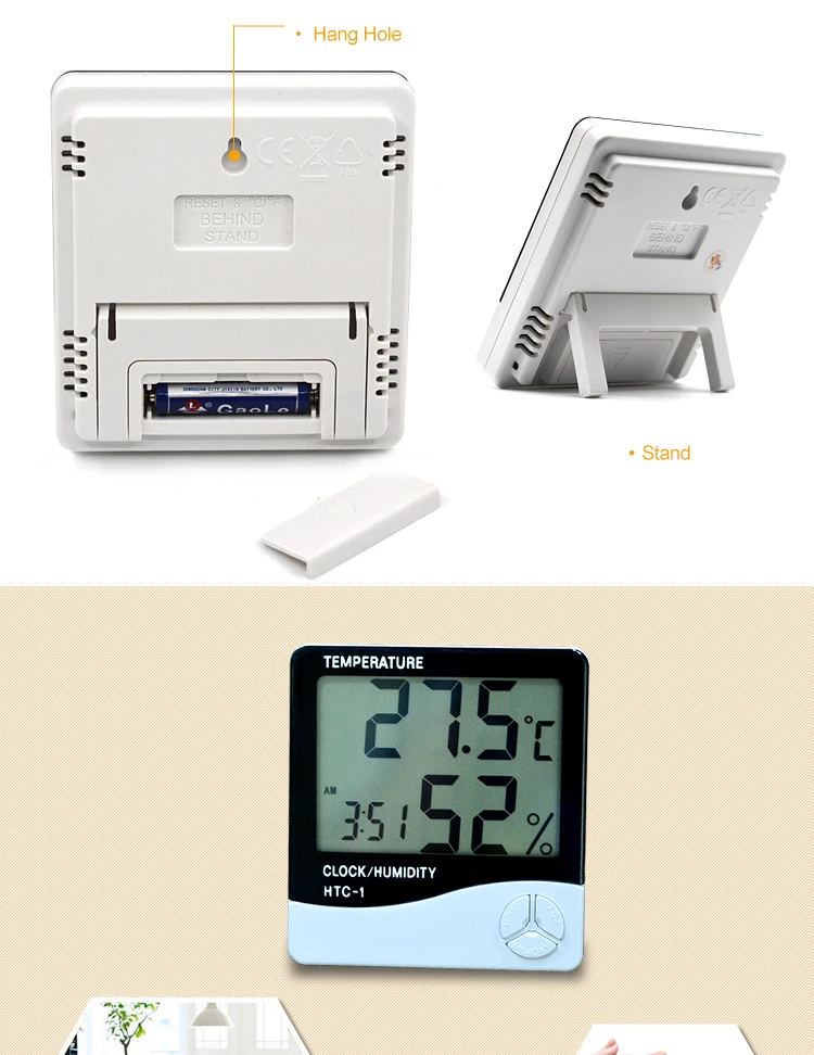 HTC-1 Riters Large digital thermostat temperature sensor lcd display digital thermo hygrometer temperature and humidity