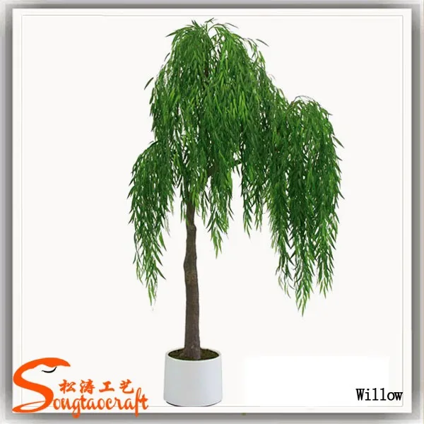 Artificial Weeping Tree Bonsai Green Leaves Willow Tree High Simulation