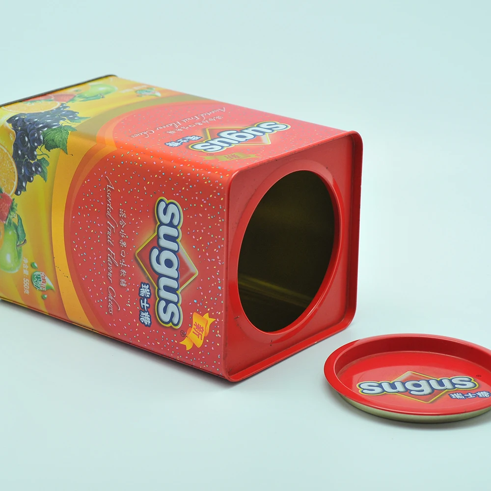 Square Printing Stash Can Tin With Small Round Lid Buy Stash Can