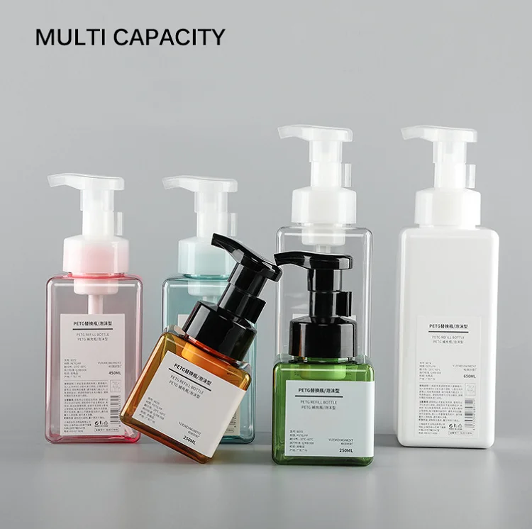 Wholesale 250ml Empty Amber Colored Square Plastic Petg Foam Pump