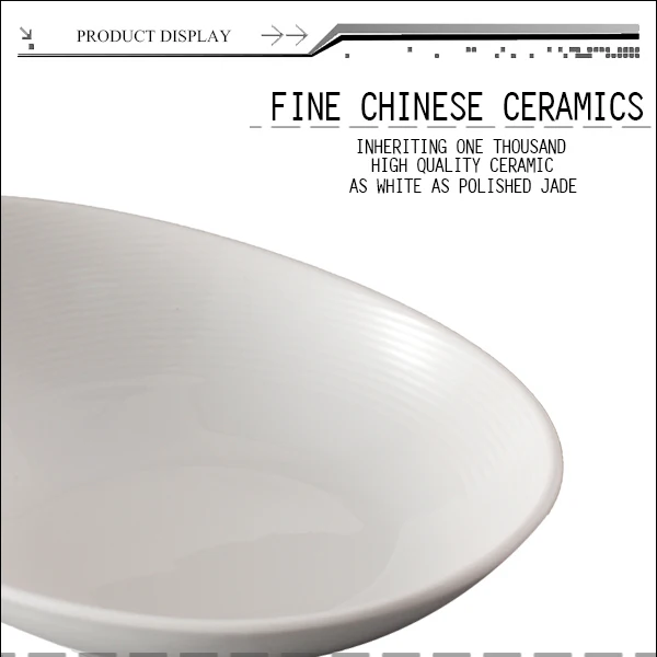 Cheap white ceramic unique shallow salad bowls oval bowl