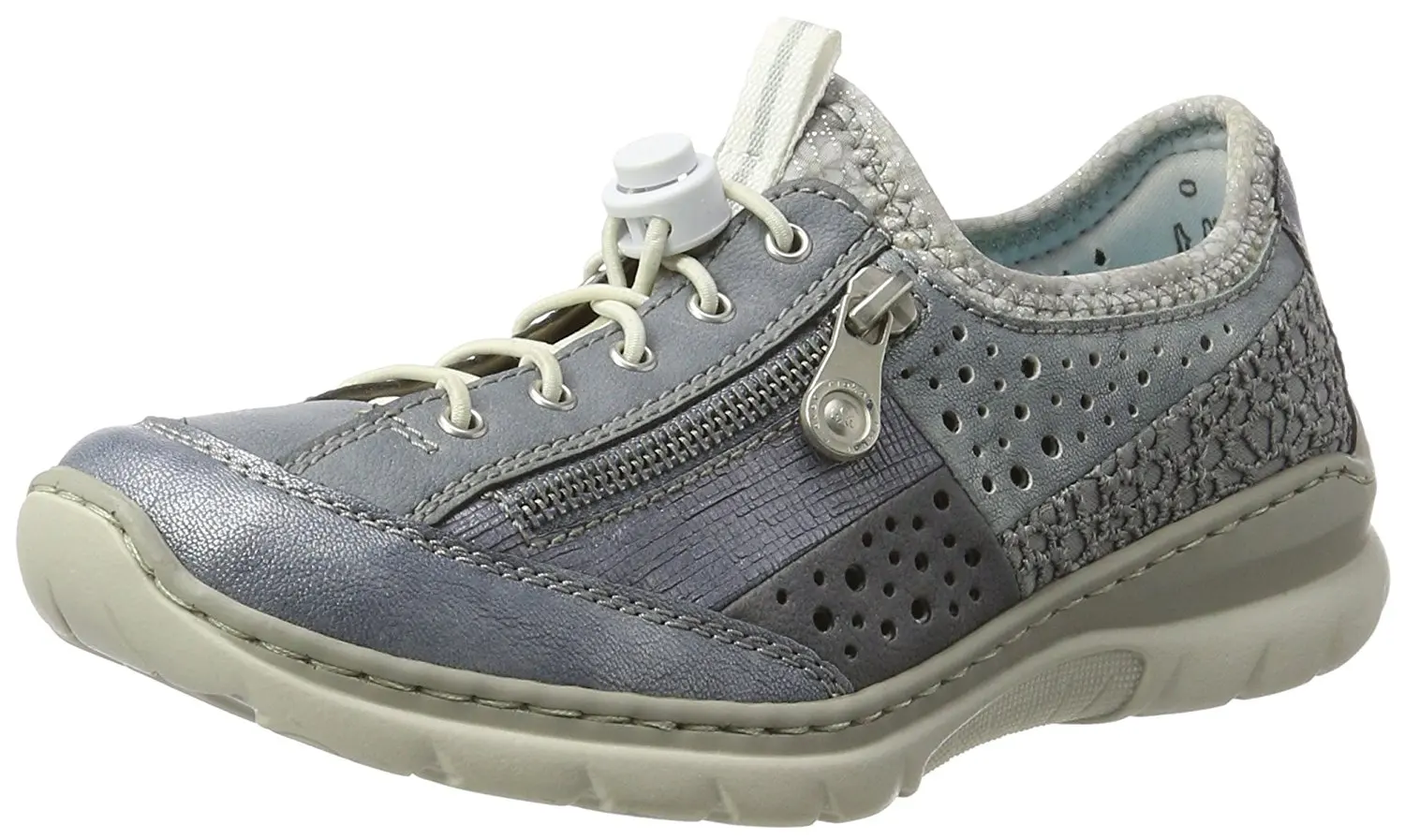 Rieker womens lace up shoes denim/adria/denim/jeans/blue/jeans/silverflower
