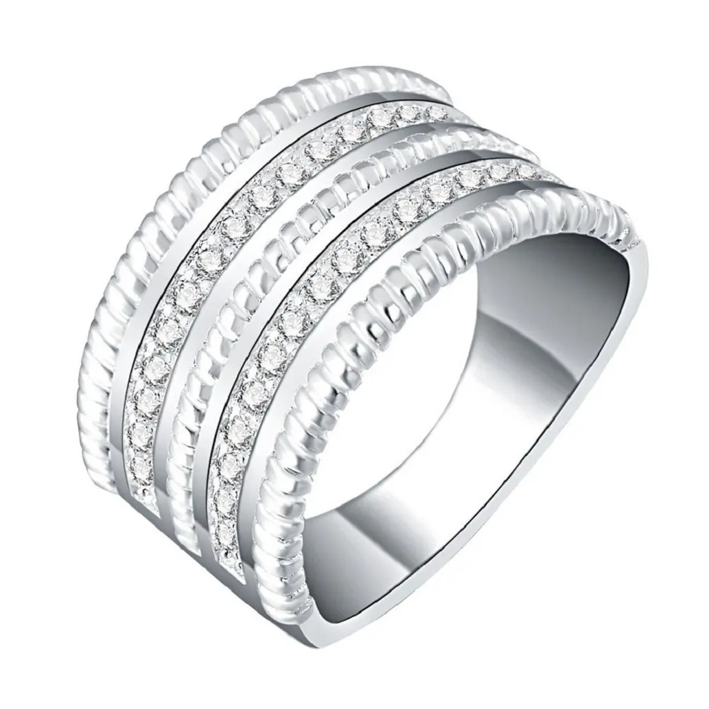 Binmer(TM) Fashion Women Crystal Round Zirconia Band Silver Ring Jewelry (7...