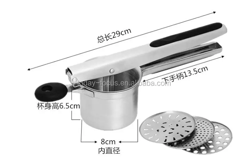 Kitchen Gadget 2024 Stainless Steel 304 Potato Ricer Set With 3 Ricing