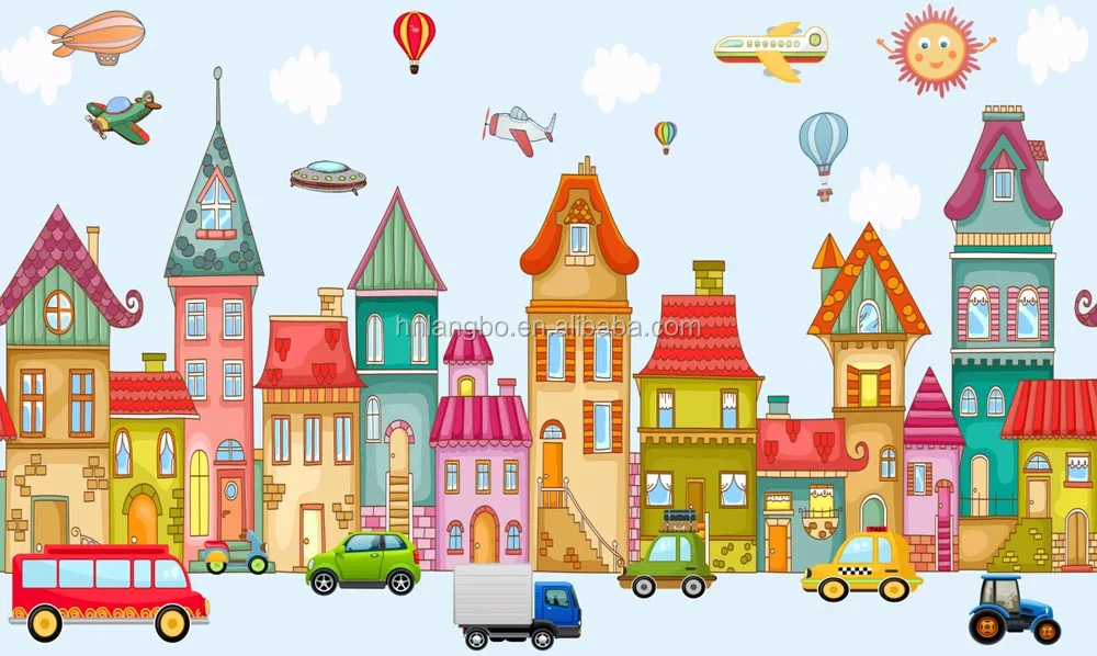 Children's Room Wallpaper Cartoon Boy And Girl Mural Custom Wallpaper