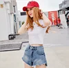 Summer new models Women's butt-liffting skinny flash sport fashion ripped simple fringe denim jeans women