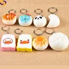 Promotional custom logo print soft pu dumpling bread donut keychain