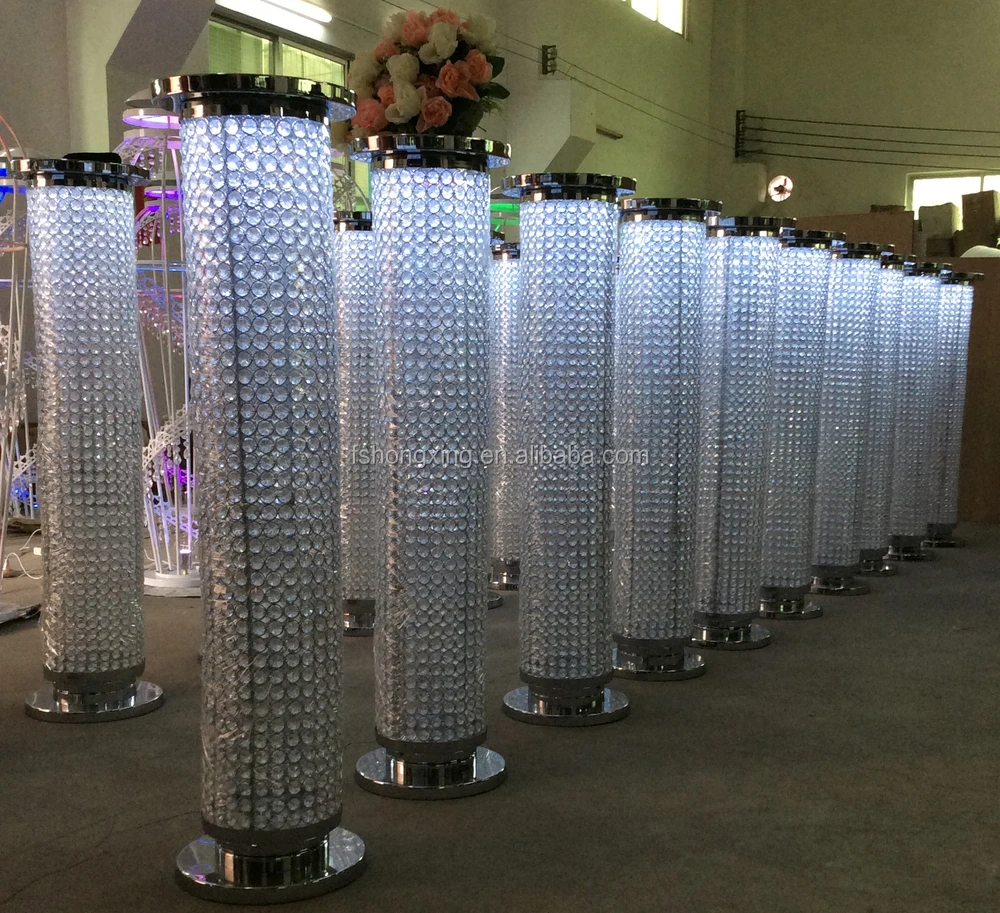 Decorated Wedding Stages Crystal Pillars With Led Light Buy Wedding