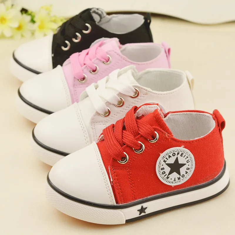 2016 New Spring Classic Children Canvas Shoes Soft Bottom Girls Boys Casual Shoes Lace Up Korean