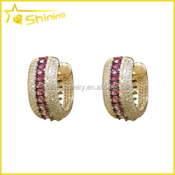 Micro Pave Zirconia Gold Plated Cz Diamond Hoop Earrings Micro Pave Zirconia Gold Plated Cz Diamond Hoop Earrings