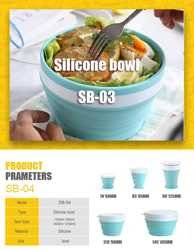 Collapsible Food Grade Silicone Bowls Cup With Lids,Bpafree,Camping