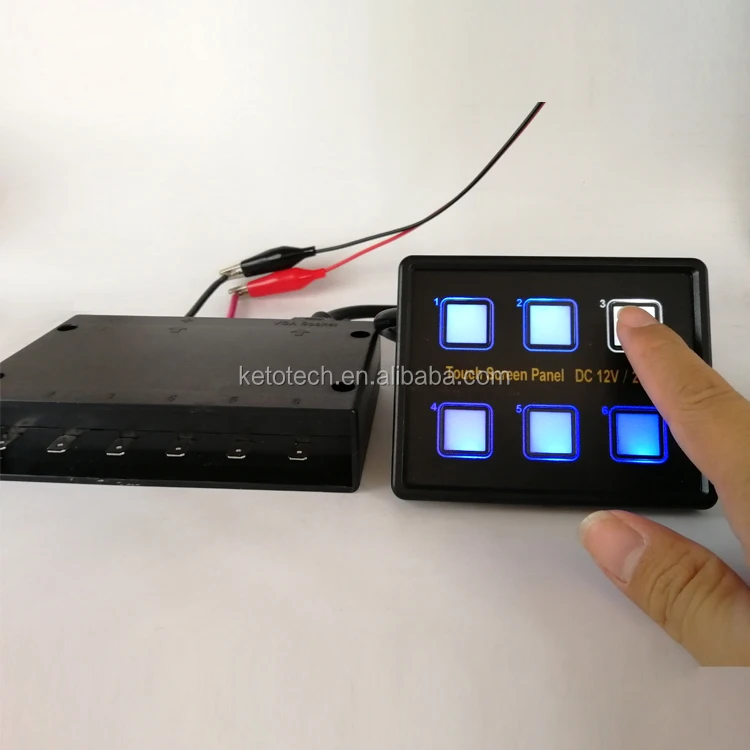 12v 24v 6 Circuit Light Touch Screen Switch Panel For Ship Houseboat