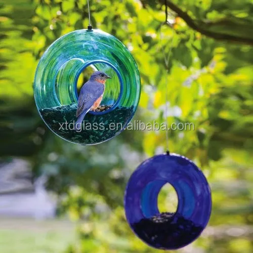 Color Glass Hanging Bird Water Feeder Buy Glass Hummingbird