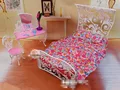 New 2014 Doll Furniture Princess Mirror Bed Set Bedroom Accessories For Barbie Ken Doll Children Baby