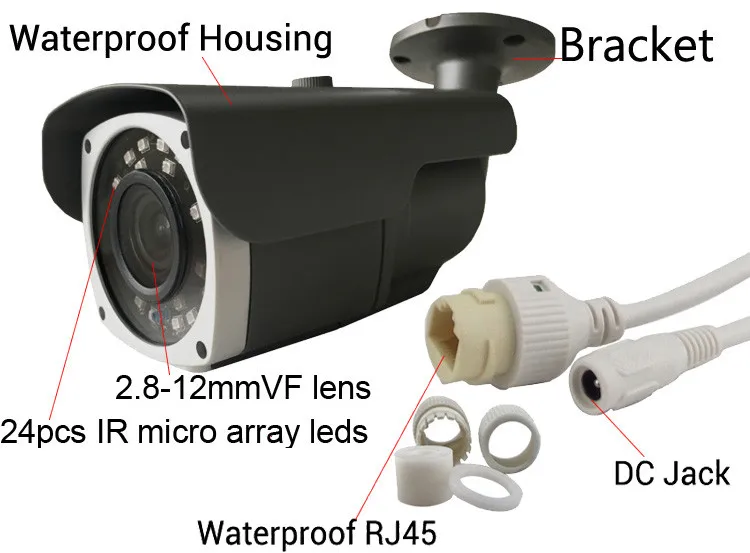 Factory Price 2.0MP Security Night Vision IP Camera Waterproof IP POE IR Bullet Camera