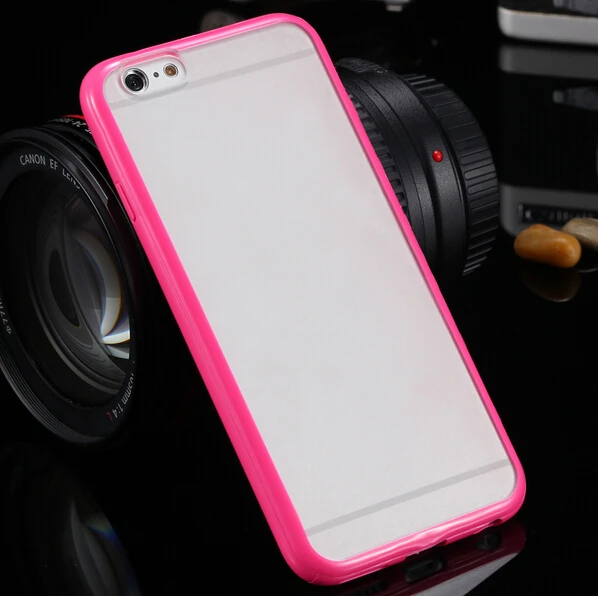 TPU pc clear matte back case for iphone 6 bumper hard case Mix colors