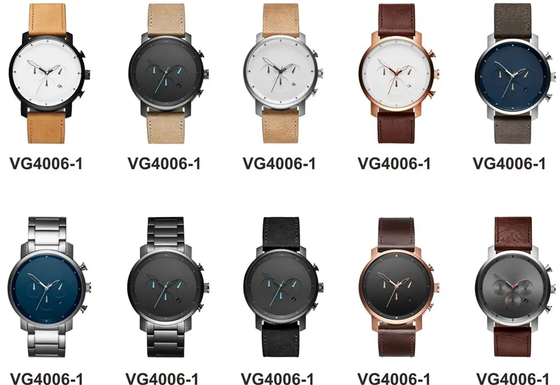 Fashion Simple Design Luxury Leather Chronograph Male Wrist Watches