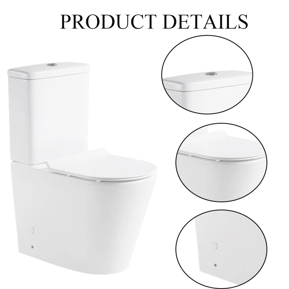 Two Piece Sanitary Ware Bathroom Ceramic Watermark Rimless Toilet Suite