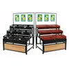 Wooden Metal Drying Storage Shelf Supermarket Fruit and Vegetable Display Rack