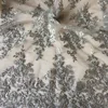 new arrival grey beaded sequined lace tulle fabric for dress or bridal, top fashion metallic embroidery fabric