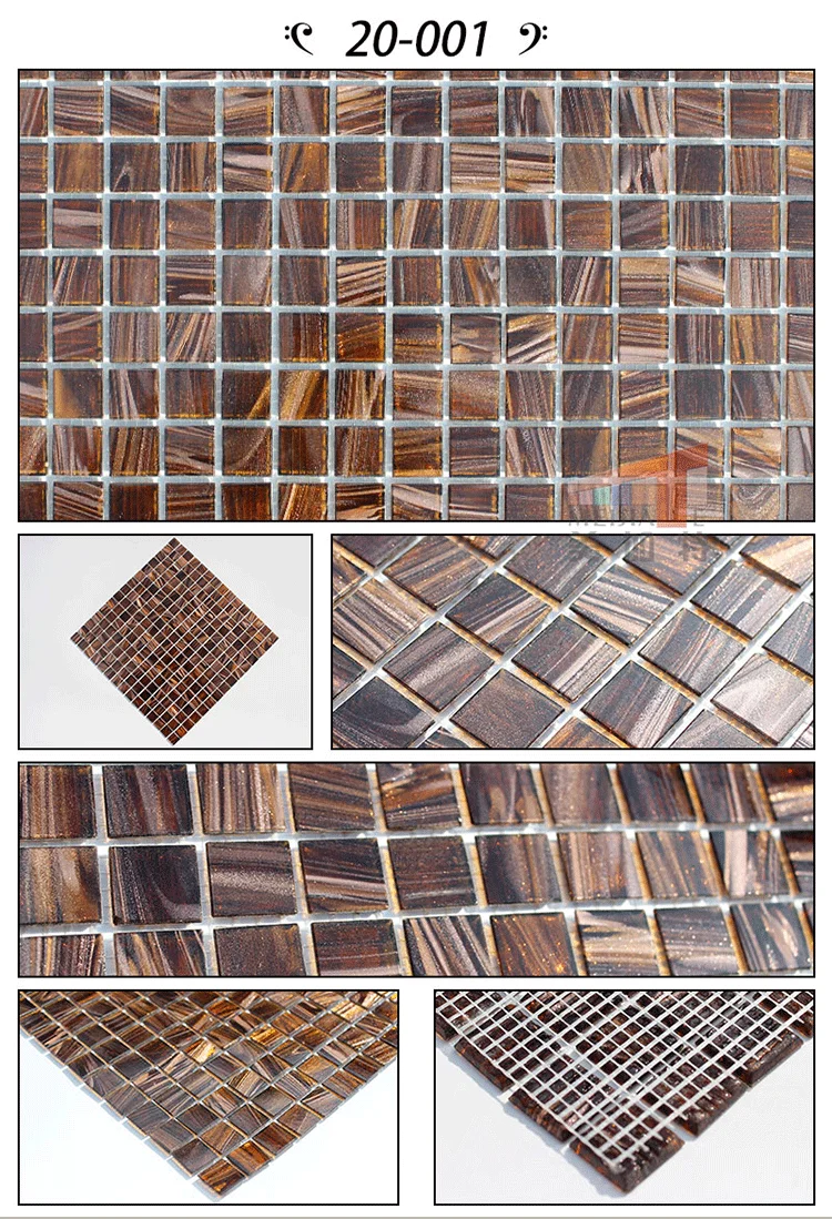 Màu cà phê Thủ Công Bức Tranh Tường Thiết Kế Nhỏ Vuông Gạch Mosaic Thủy Tinh đối với TRUYỀN HÌNH Nền và Nhà Bếp Backsplash Trang Trí